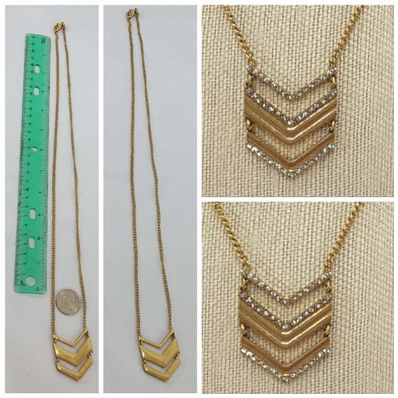 Rhinestone extra long goldtone hinged abstract. - Picture 4 of 8